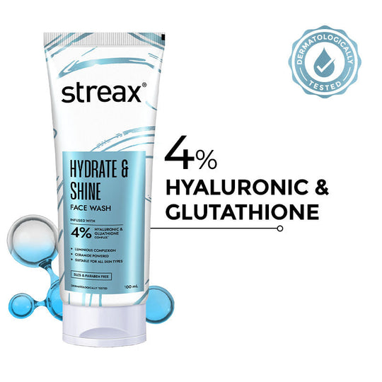 Streax Skin Hydrate & Shine Face Wash Cleanser For Brightening, 48 Hr Hydration, 100ml Buy at Indicrest
