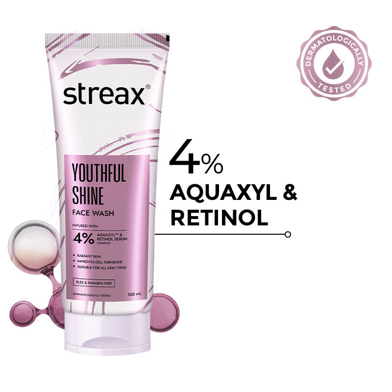 Streax Skin Youthful Shine Face Wash Cleanser For Reduction In Fine Lines & Wrinkles, 100ml Buy at Indicrest