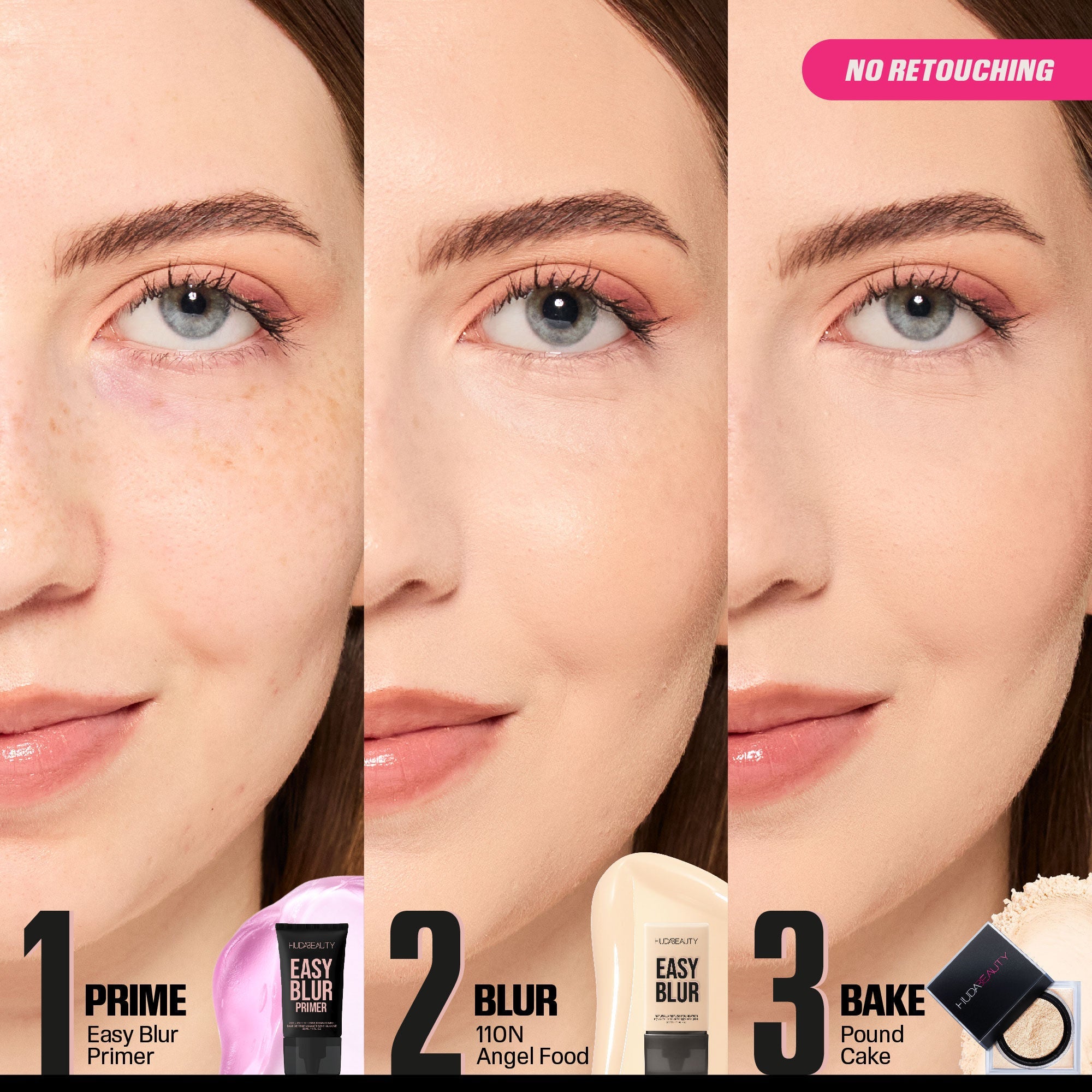 Huda Beauty Easy Blur Natural Airbrush Foundation with Niacinamide - Angel Food 110N, 30ml