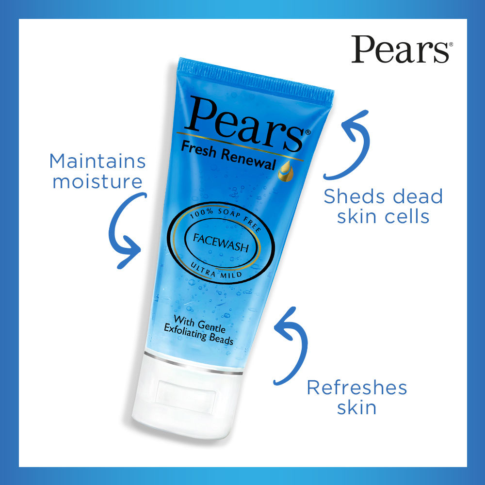 Pears Fresh Renewal Facewash PH Balanced with Gentle Exfoliating Beads, 60g Buy at Indicrest Image 3