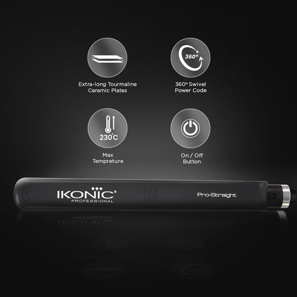 Ikonic Professional Pro Straight Black Hair Straightener
