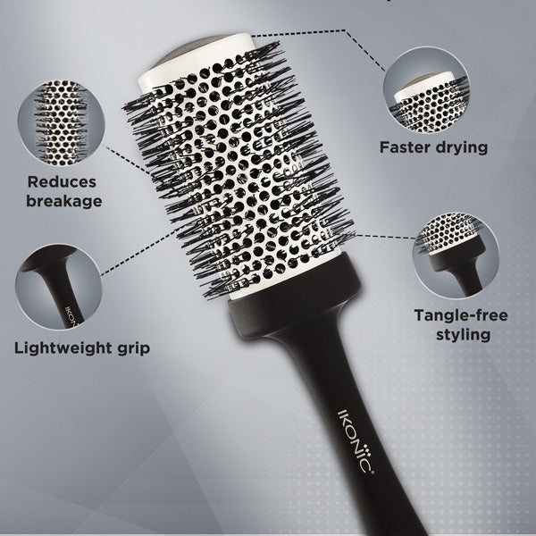 Ikonic Professional Blow Dry Hair Brush, Black, BDB-52