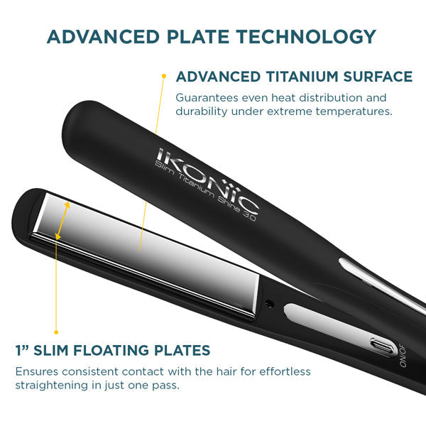 Ikonic Professional Hair Straightener - Slim Titanium Shine 3.0