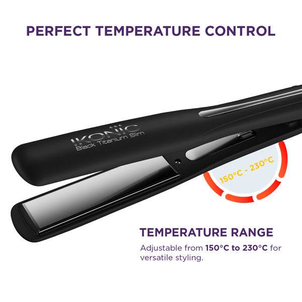 Ikonic Professional Black Titanium Slim 3.0 Hair Straightener