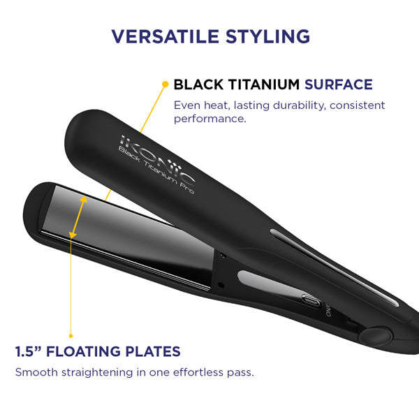 Ikonic Professional Black Titanium Pro Hair Straightener