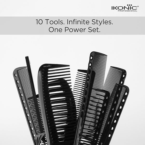 Ikonic Professional Hair Dressing Comb Set- (Set of 10 Pieces) Buy at Indicrest Image 5