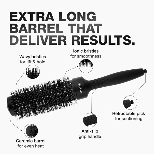 Ikonic Professional Extra Long Barrel Thermal Round Brush, TRB-32XL