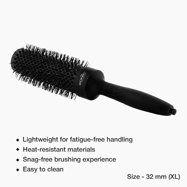 Ikonic Professional Extra Long Barrel Thermal Round Brush, TRB-32XL