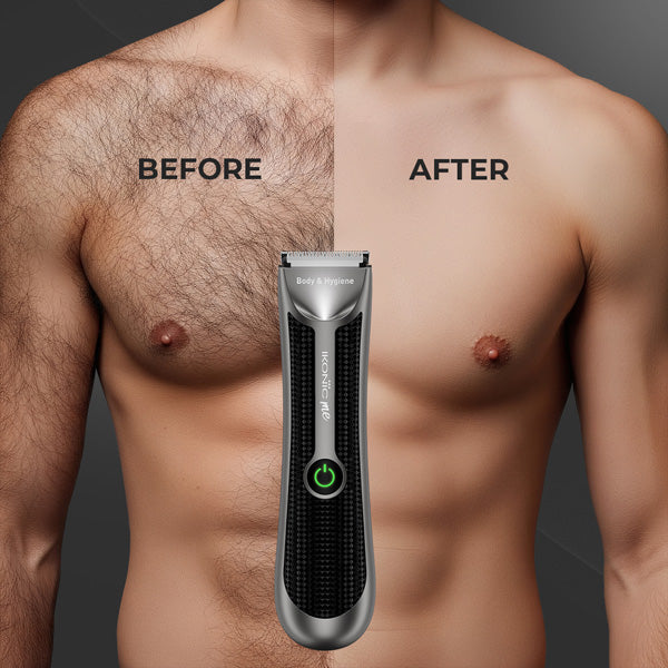 Ikonic Me Body & Hygiene Trimmer – Precision Grooming for Body & Intimate Areas | LED Spotlight | 90-Min Runtime | Powerful 7,000 RPM Motor | Water-Resistant (IPX6) | Stainless Ceramic Blades | Charging Dock Included