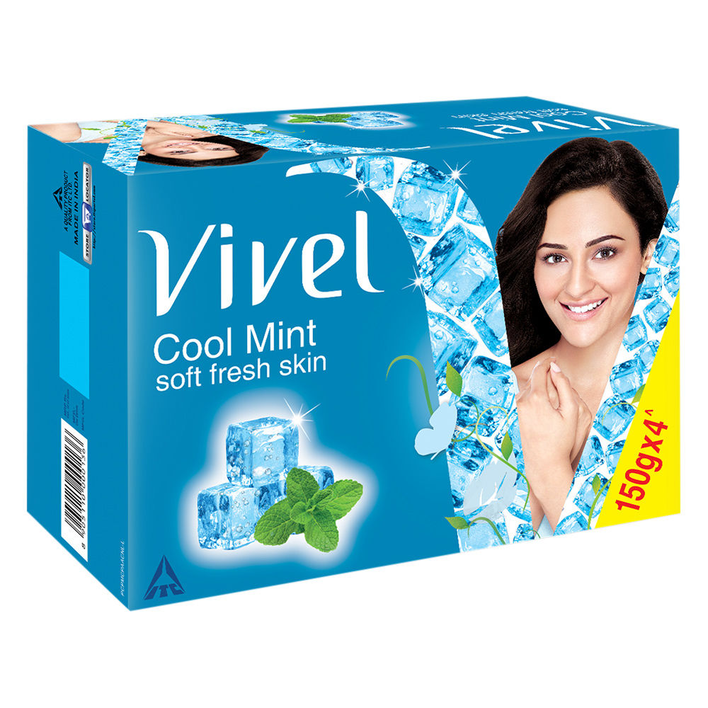 Vivel Cool Mint, Soft Fresh Skin Soap (Pack of 4), 150g Each Buy at Indicrest Image 3