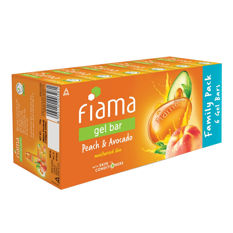 Fiama Peach & Avocado Gel Bar, Moisturized Skin, Skin Friendly PH (Pack of 6 Soaps), 750g Buy at Indicrest Image 4
