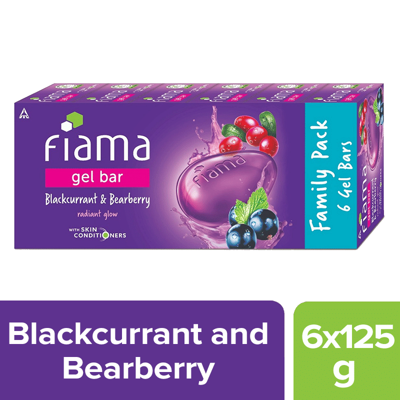 Fiama Blackcurrant & Bearberry Gel Bar for Radiant Glowing & Hydrating Skin (Pack of 6 Soaps), 750g Buy at Indicrest