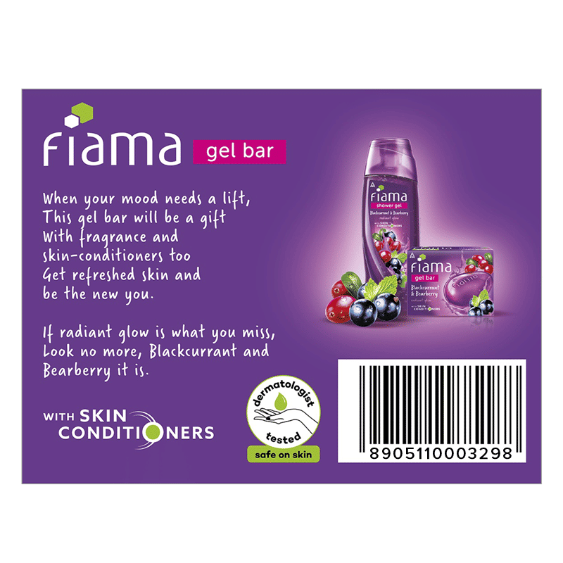 Fiama Blackcurrant & Bearberry Gel Bar for Radiant Glowing & Hydrating Skin (Pack of 6 Soaps), 750g Buy at Indicrest Image 8