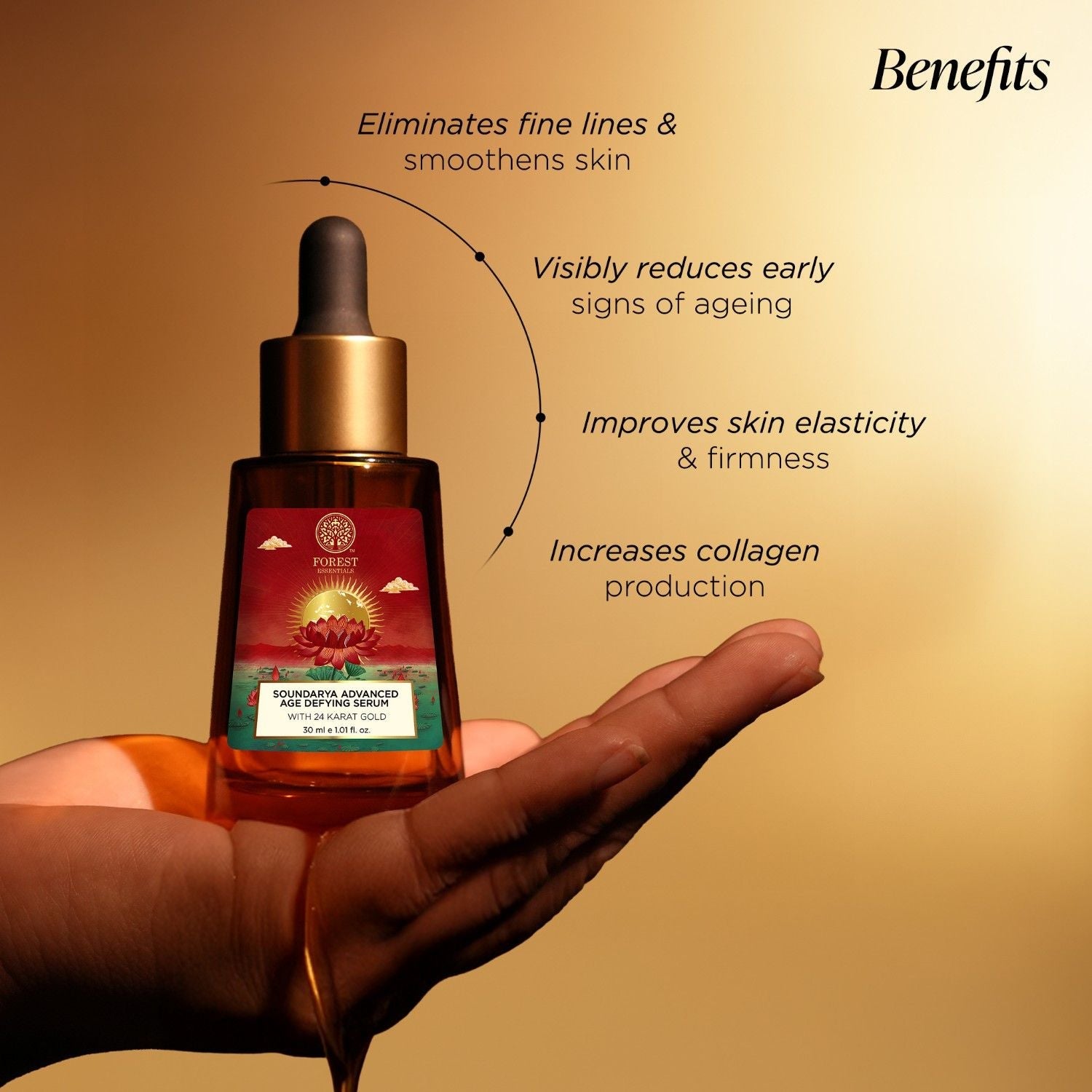 Forest Essentials Soundarya Advanced Age Defying Serum With 24K Gold, 30ml