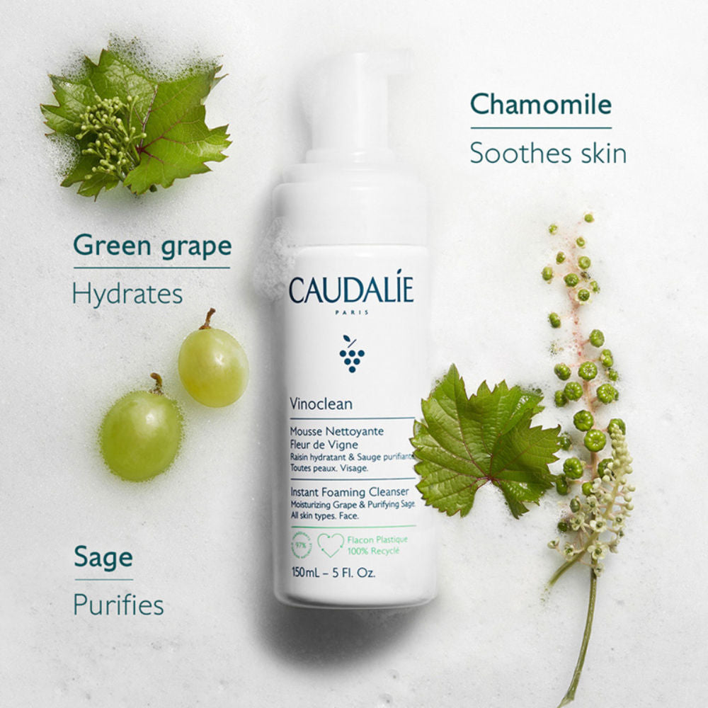 Caudalie Vinoclean Instant Foaming Cleanser Mini, Face Wash, 50ml