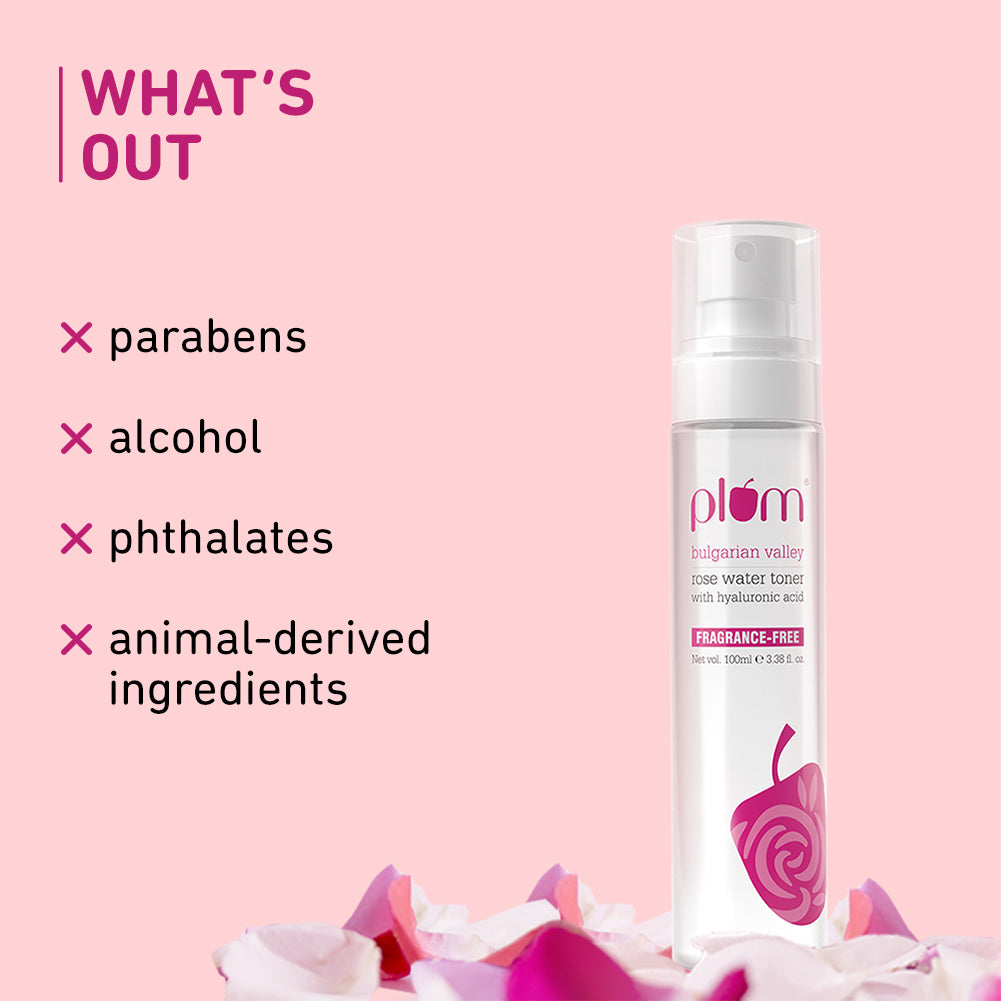 Plum Bulgarian Valley Rose Water Toner for tighter pores | Alcohol-Free Toner | Instantly Hydrates | Soothes & Calms Skin | Tightens Pores | Dermat-Tested, 150ml