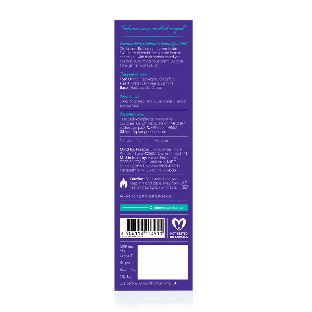 Plum Orchid-You-Not Eau De Parfum by Plum BodyLovin' | Long Lasting | Travel-Friendly | Fresh Floral Fragrance | Luxury Perfume, 15ml Buy at Indicrest Image 5