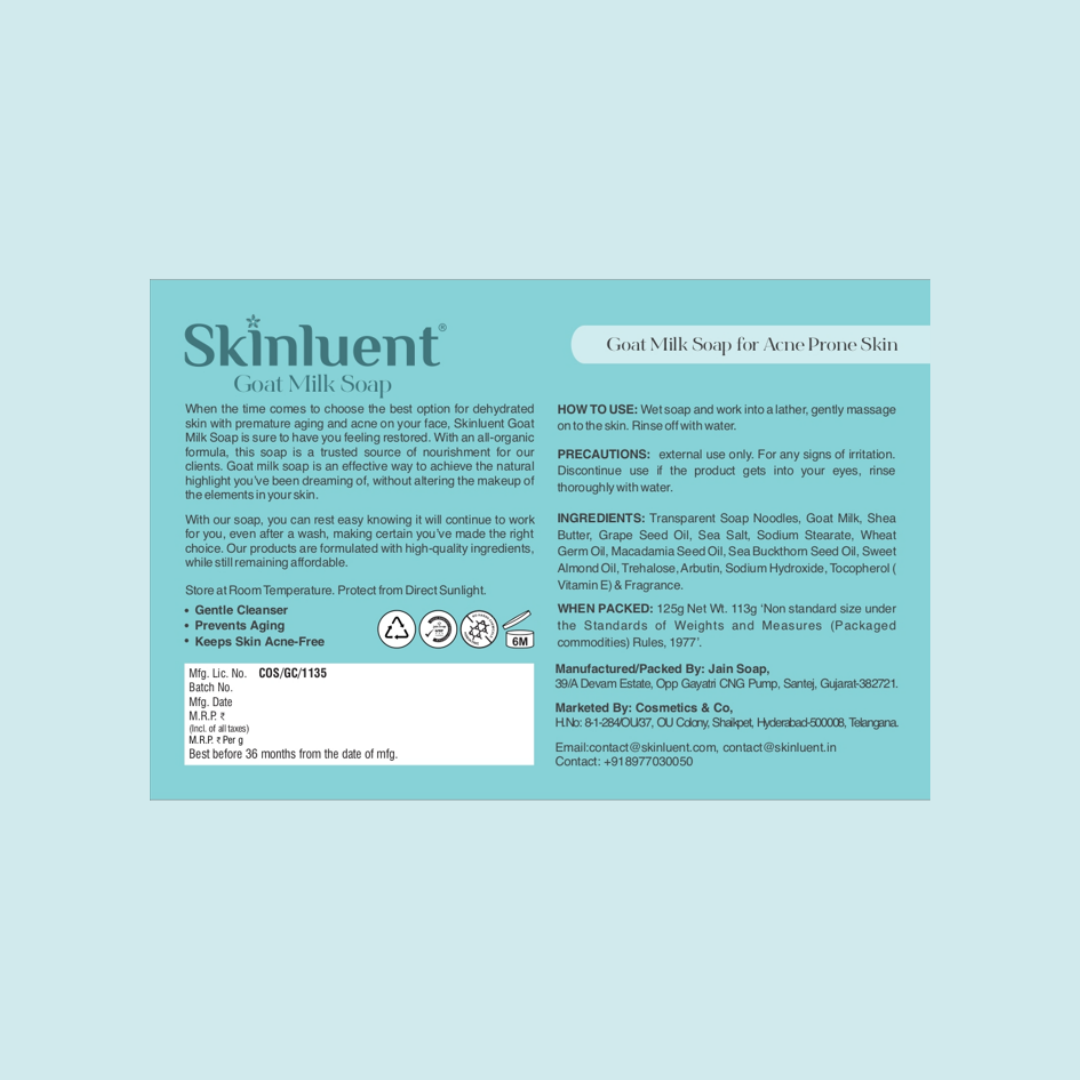 Skinluent Goat Milk Face & Body Soap Bar, 125g