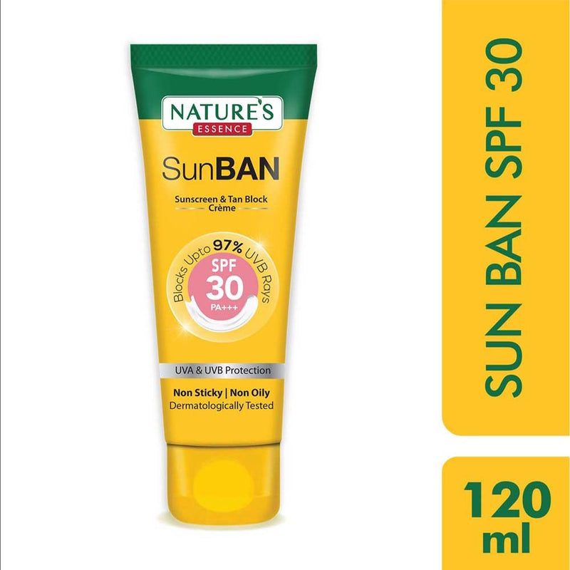 Nature's Essence Sunban SPF 30 PA+++ Sunscreen & Tan Block Creme, 120ml Buy at Indicrest