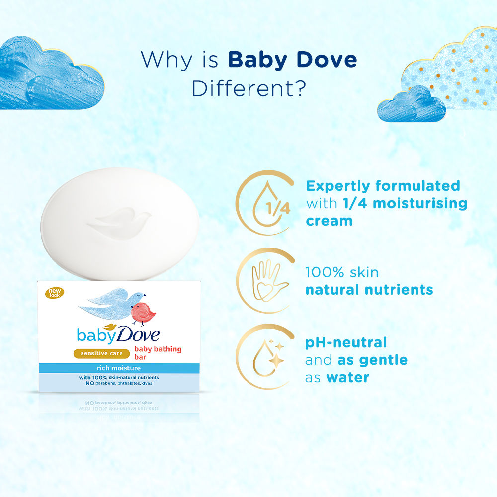 Baby Dove Rich Moisture Bathing Bar (Pack of 3), 225g Buy at Indicrest Image 3