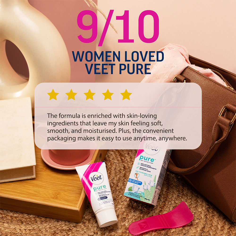 Veet Pure Hair Removal Cream For Women For Dry To Normal Skin, 30g Buy at Indicrest Image 3