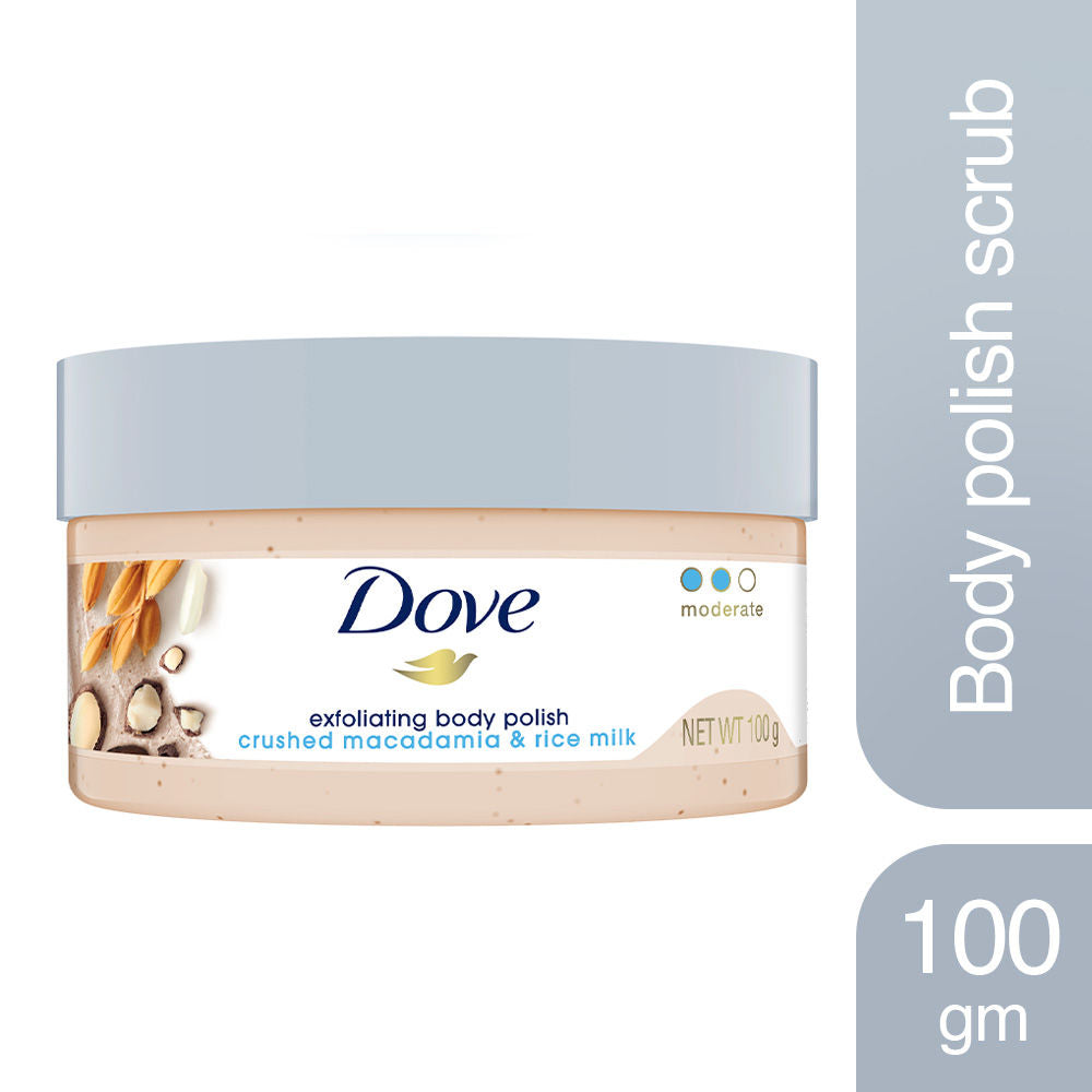Dove Crushed Macadamia & Rice Milk Moderate Exfoliating Body Scrub, 100g Buy at Indicrest
