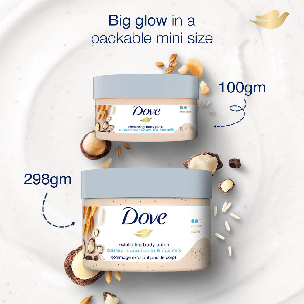Dove Crushed Macadamia & Rice Milk Moderate Exfoliating Body Scrub, 100g Buy at Indicrest Image 4