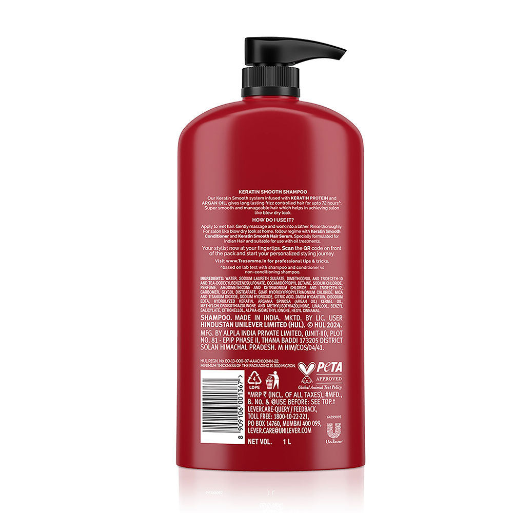 TRESemme Keratin Smooth Shampoo for Straighter Shinier Hair with Argan Oil Nourishes Dry Hair, 1000ml Buy at Indicrest Image 10