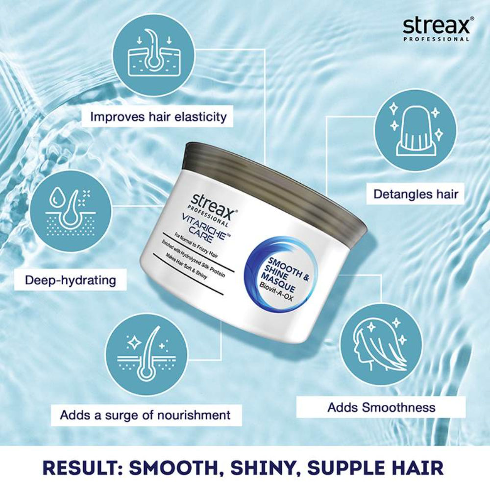 Streax Professional Vitariche Care Smooth & Shine Hair Masque For Frizzy & Dry hair, 500g Buy at Indicrest Image 4