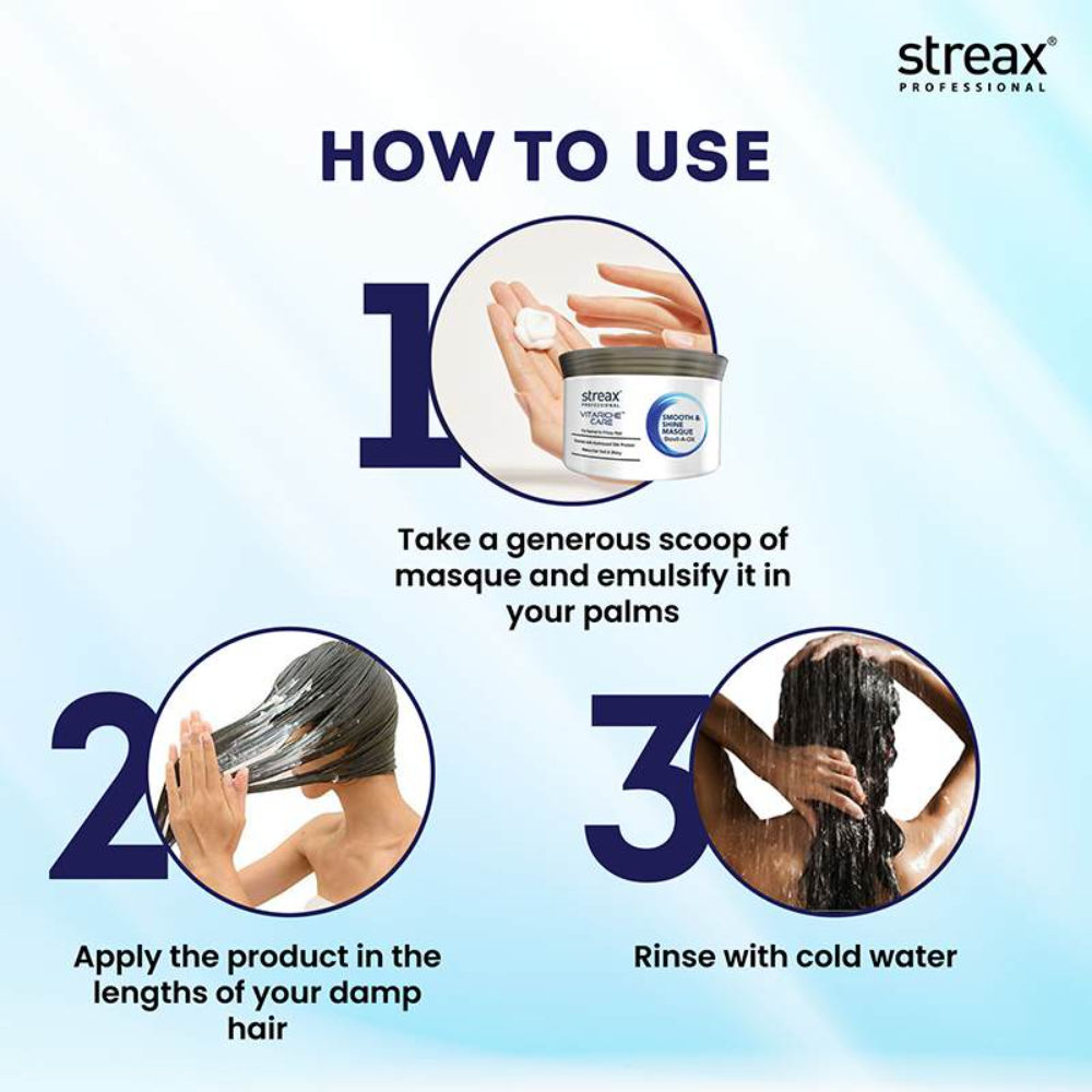 Streax Professional Vitariche Care Smooth & Shine Hair Masque For Frizzy & Dry hair, 500g Buy at Indicrest Image 6
