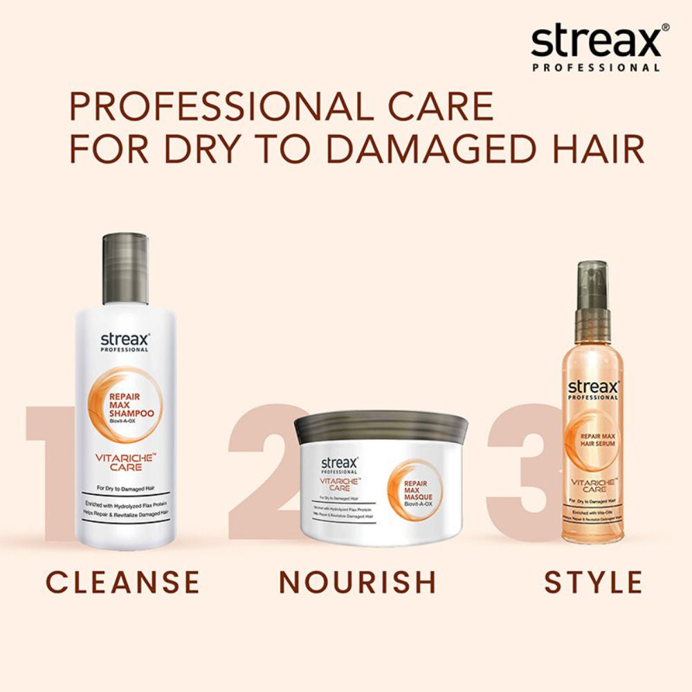 Streax Professional Vitariche Care Repair Max Hair Masque Biovit-A-OX For Healthy Hair, 200g Buy at Indicrest Image 7