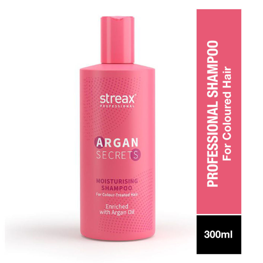 Streax Professional Argan Secrets Moisturisng Shampoo For Colour Treated Hair Enriched With Argan Oil & UV Filter, 300ml Buy at Indicrest