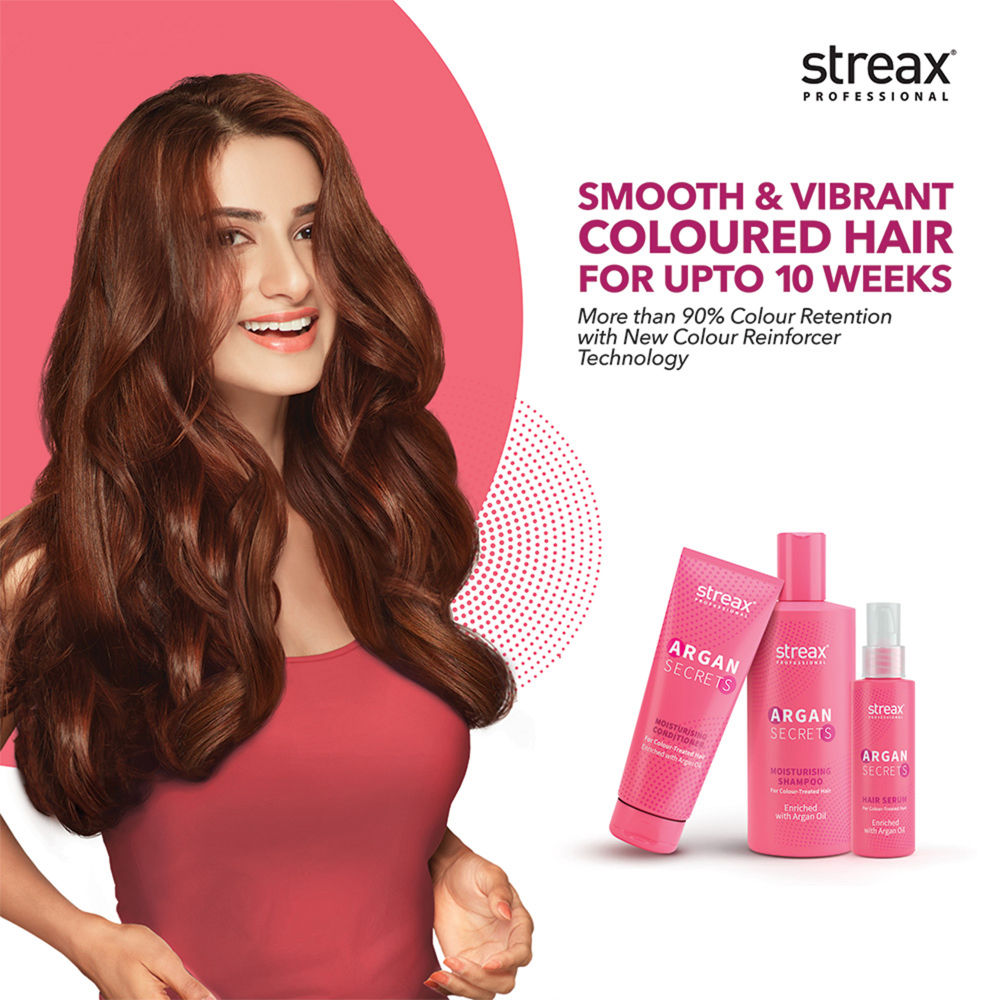 Streax Professional Argan Secrets Moisturisng Shampoo For Colour Treated Hair Enriched With Argan Oil & UV Filter, 300ml Buy at Indicrest Image 2