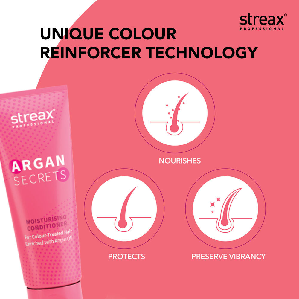 Streax Professional Argan Secrets Moisturising Conditoner For Colour - Treated Hair Enriched With Argan Oil, 240g Buy at Indicrest Image 3