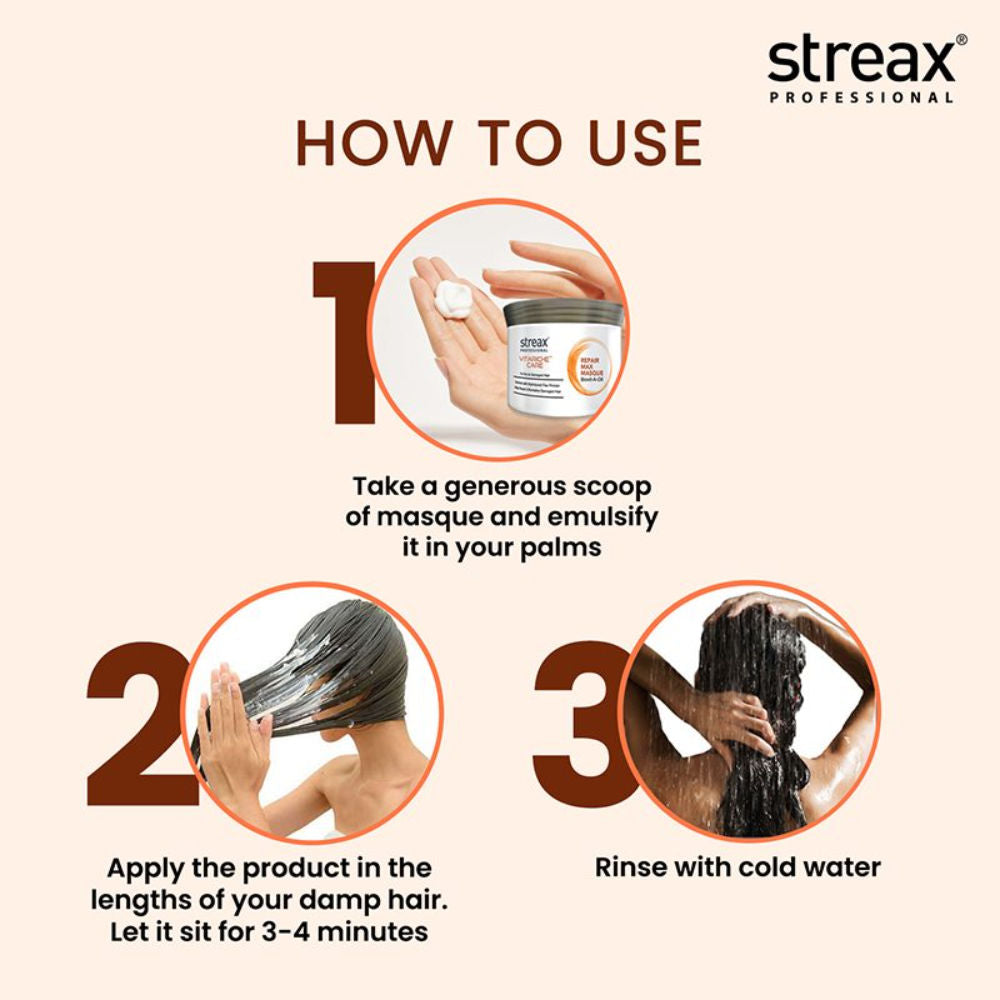 Streax Professional Vitariche Care Repair Max Hair Masque For Healthy Hair, 500g Buy at Indicrest Image 5