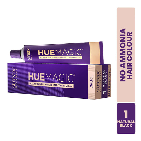 Streax Professional HueMagic Permanent Hair Colour - 1 Natural Black, 90g Buy at Indicrest