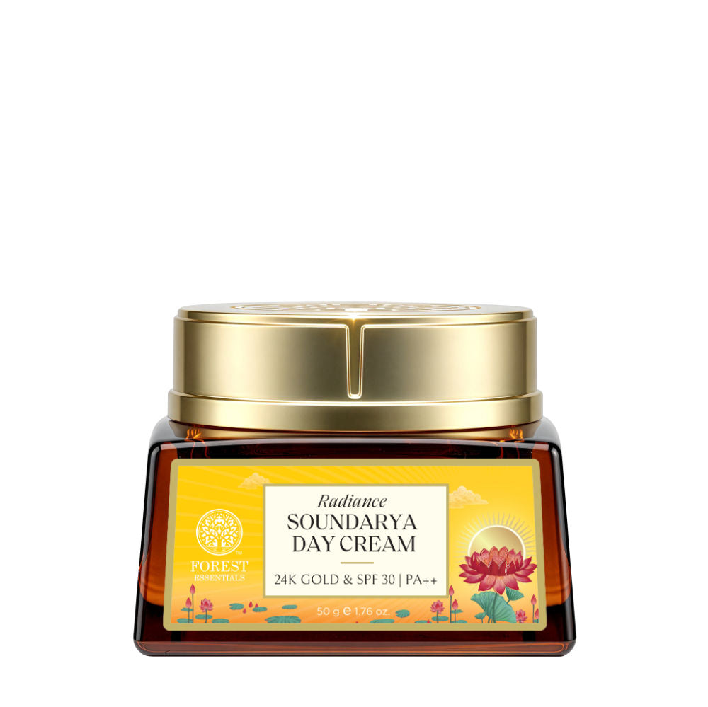 Forest Essentials Soundarya Radiance Day Cream with 24K Gold & SPF 30 PA++, 50g, Buy from Indicrest