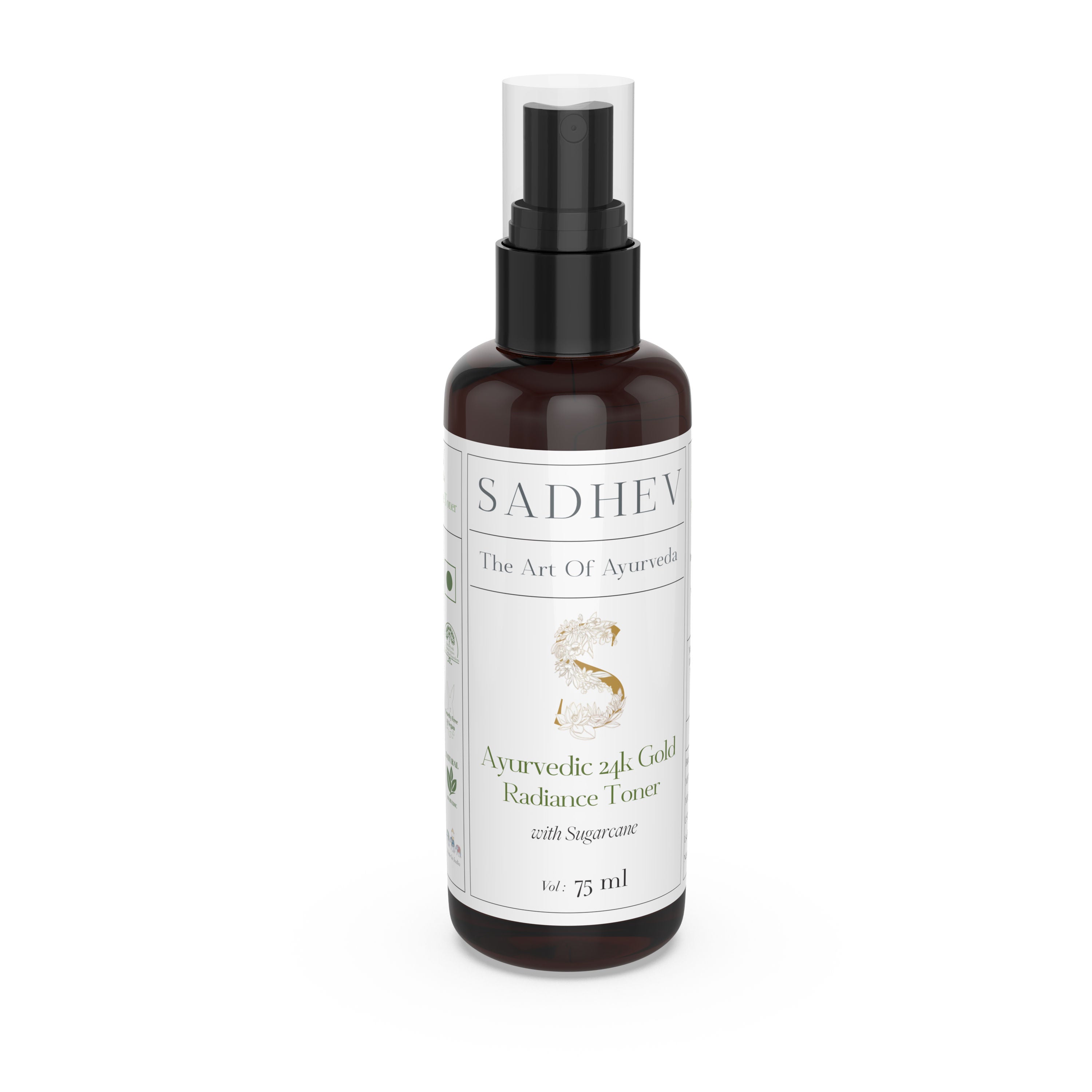 SADHEV Ayurveda Ayurvedic Radiance Toner with Swar Bhasma & Sugarcane, 75ml