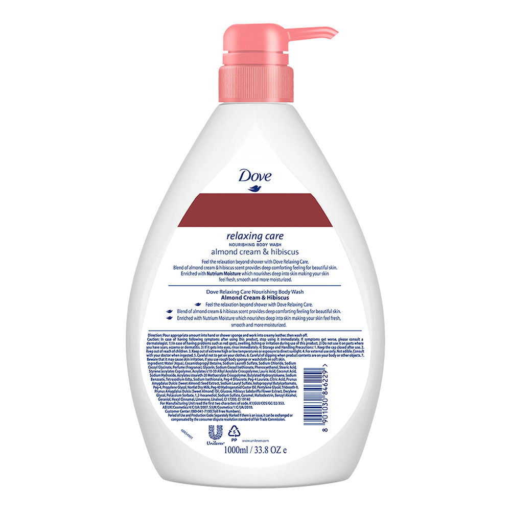 Dove Body Wash - Relaxing Care Almond Cream & Hibiscus Nourishing, 1000ml Buy at Indicrest Image 3