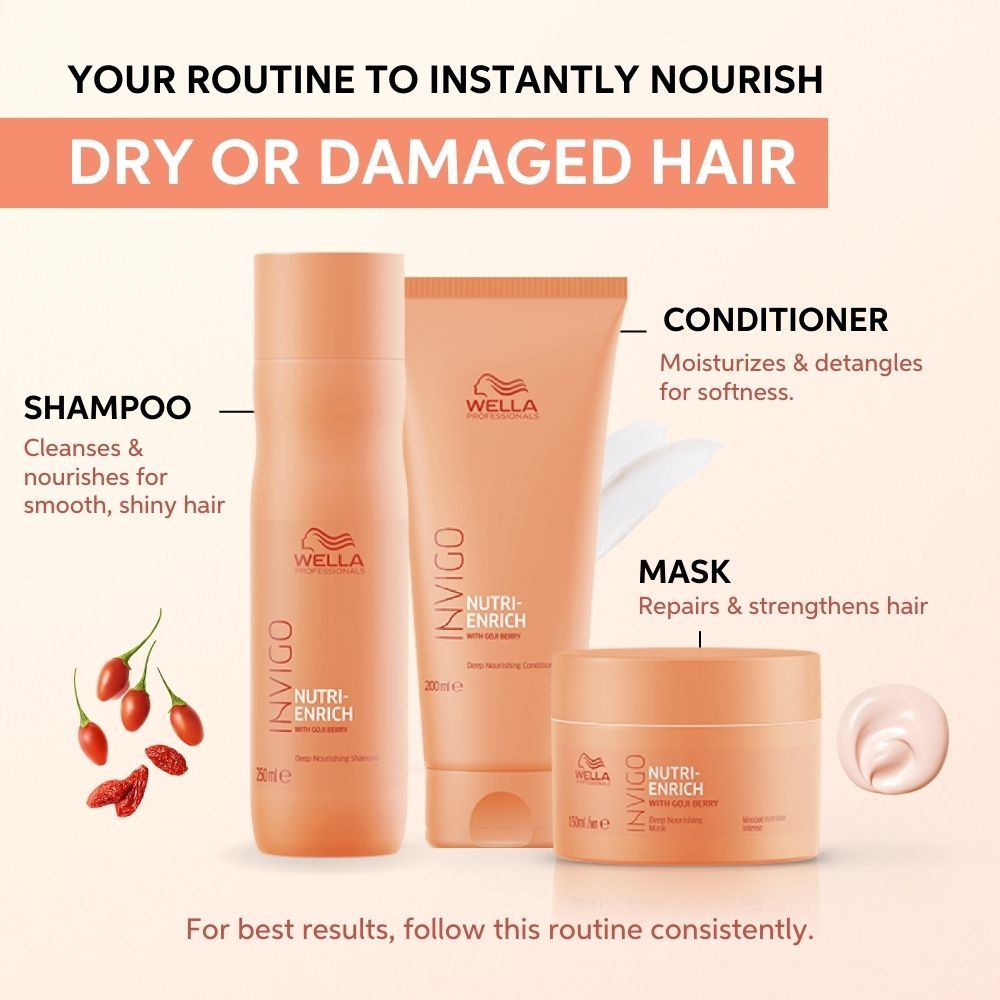 Wella Professionals Invigo Nutri Enrich Conditioner For Dry, Frizzy & Damaged Hair With Goji Berry, 200ml Buy at Indicrest Image 8