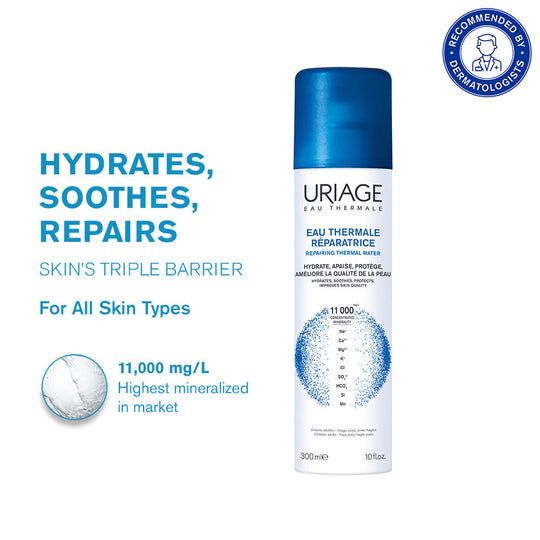 Uriage Thermal Water Mineralized Face Toner Mist Pure Natural Hydrates Soothes Repairs Skin Barrier, 300ml, Buy from Indicrest