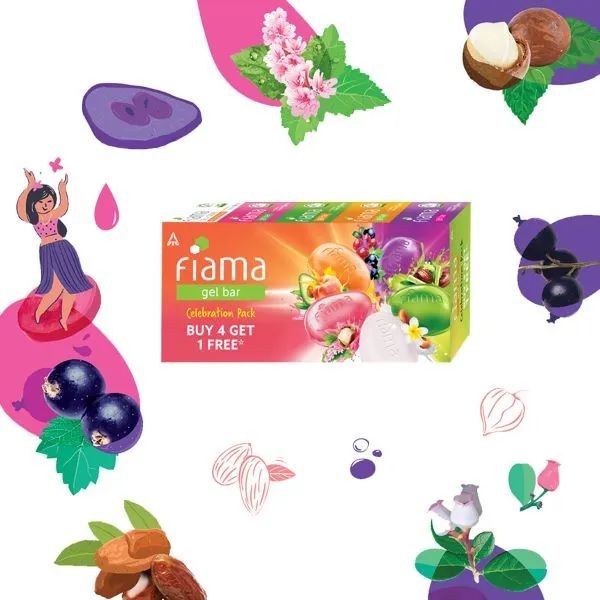Fiama Gel Bar Celebration Pack, Variety Pack, Safe On Skin, Skin Friendly PH (Buy 4 Get 1 Free), 625g Buy at Indicrest Image 5