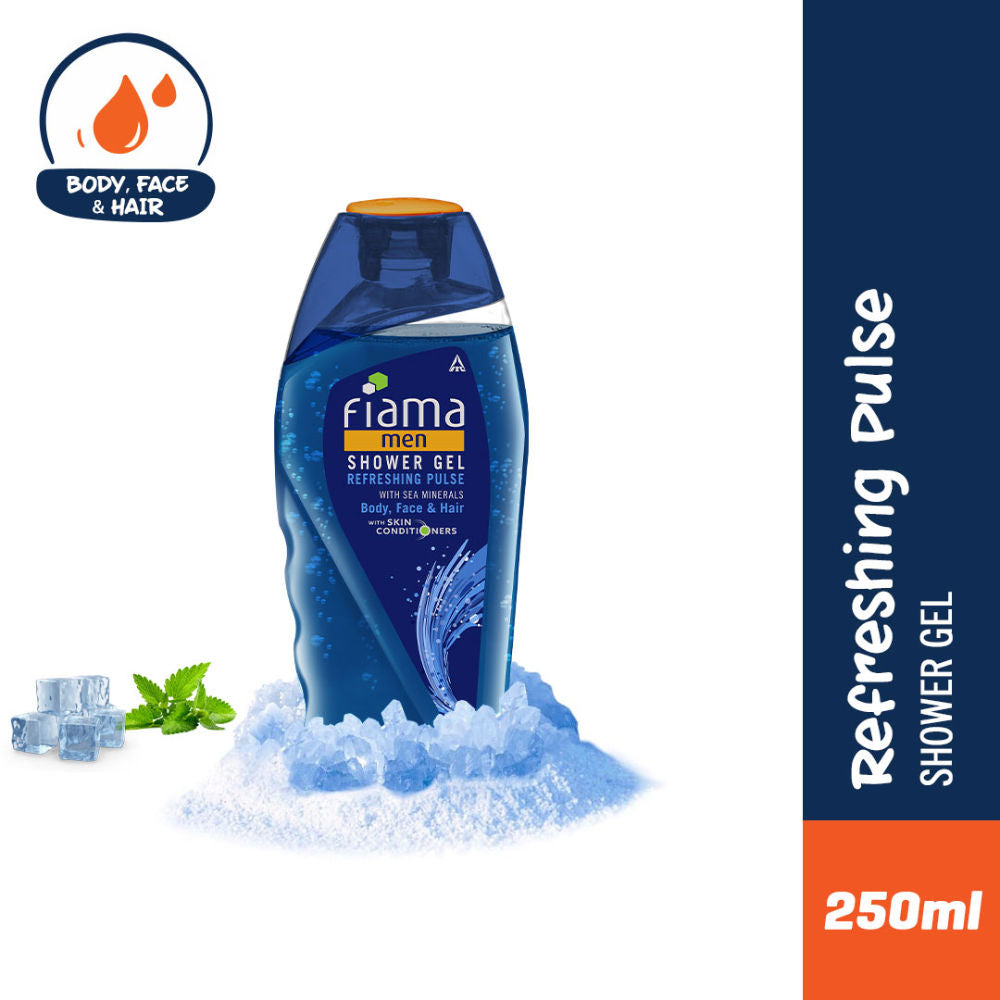Fiama Men Shower Gel Refreshing Pulse, Body Wash for Fresh Looking Skin with Sea Minerals, 250ml Buy at Indicrest