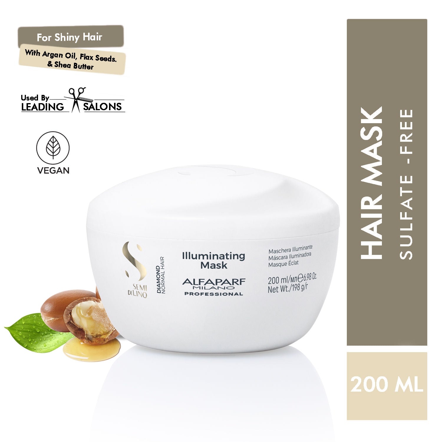 ALFAPARF MILANO Diamond Hair Mask Repairs Splitend, Adds Shine for Frizzy Hair, Sulfate Free, 200ml, Buy from Indicrest