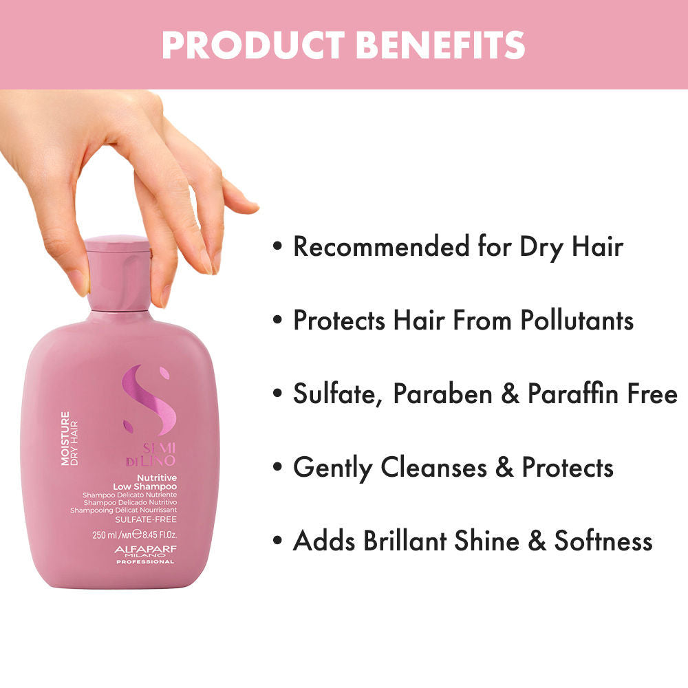 ALFAPARF MILANO Nutritive Hydration Shampoo with linseed/Flaxseeds for Dry & Frizzy, Colored Hair, 250ml