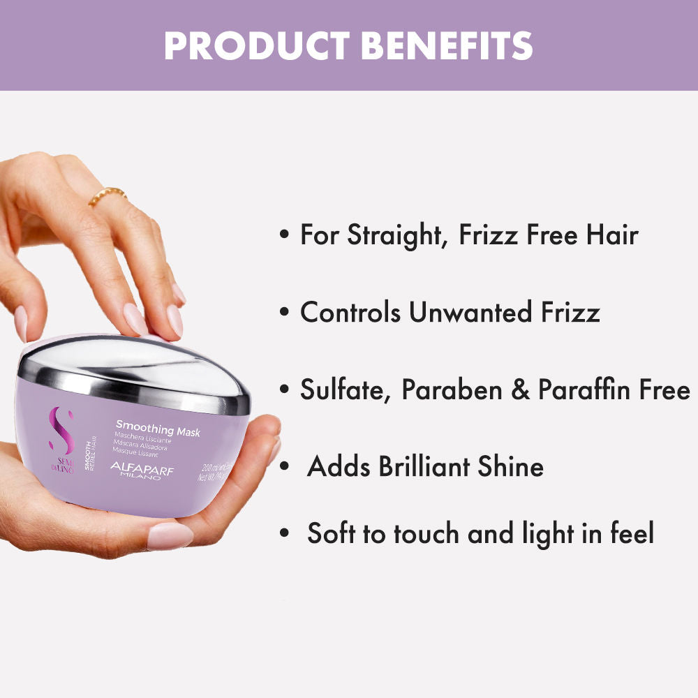 ALFAPARF MILANO Ultra Smoothing Hair Mask for Dry & Frizzy Hair Restores Smoothness & Texture, 200ml