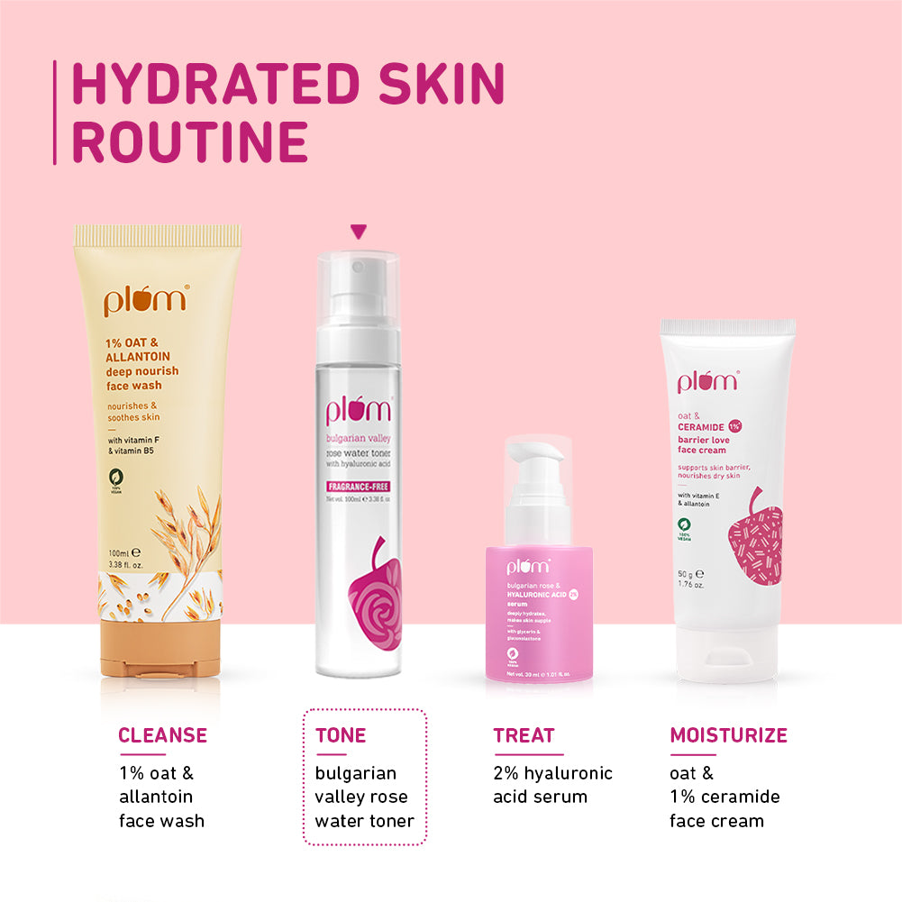 Plum Bulgarian Valley Rose Water Toner for tighter pores | Alcohol-Free Toner | Instantly Hydrates | Soothes & Calms Skin | Tightens Pores | Dermat-Tested, 150ml