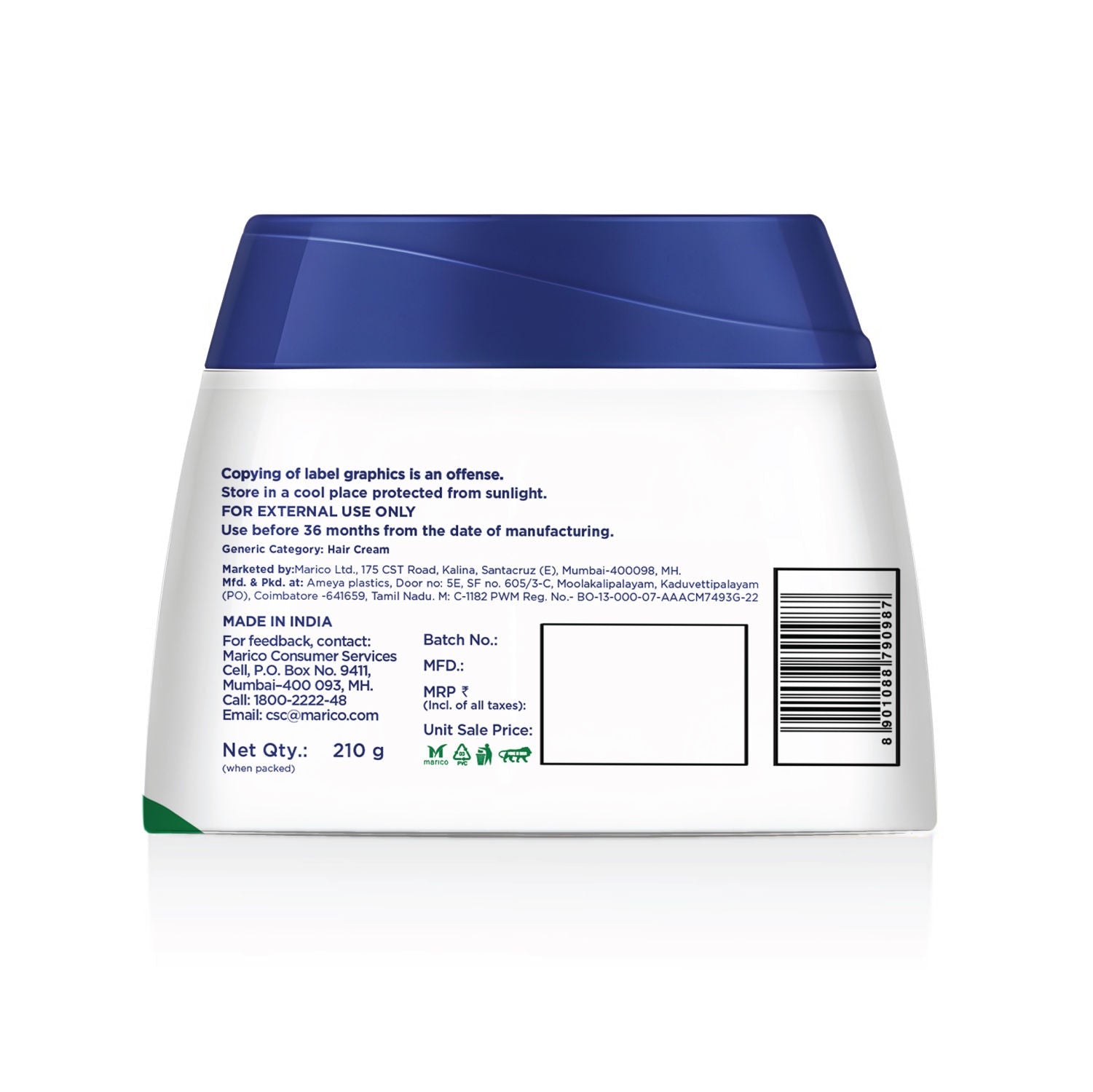 Parachute Advansed Coconut & Aloe Vera Hair Cream, 210g Buy at Indicrest Image 2