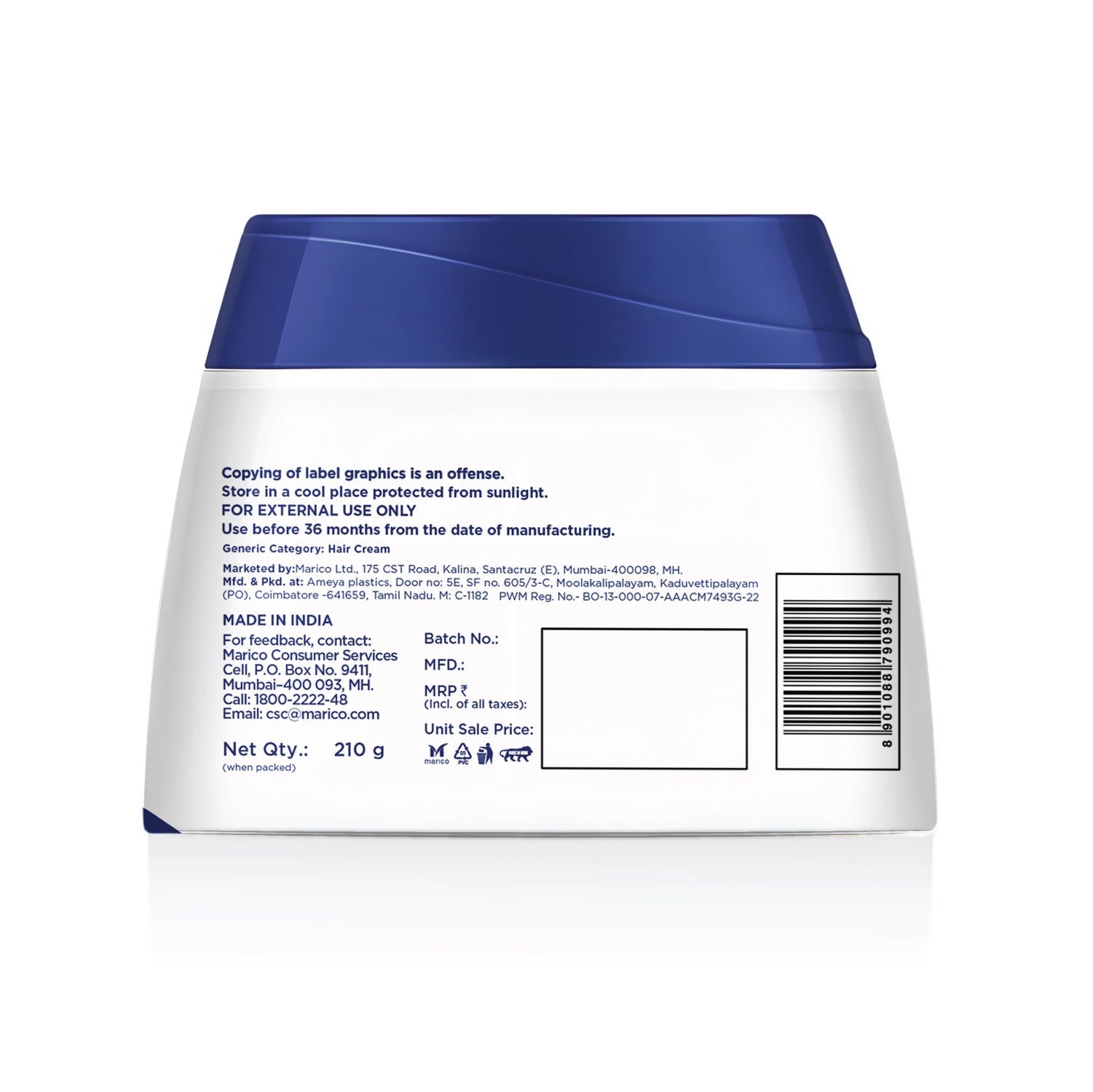 Parachute Advansed Coconut & Rosemary Hair Cream, 210g Buy at Indicrest Image 2