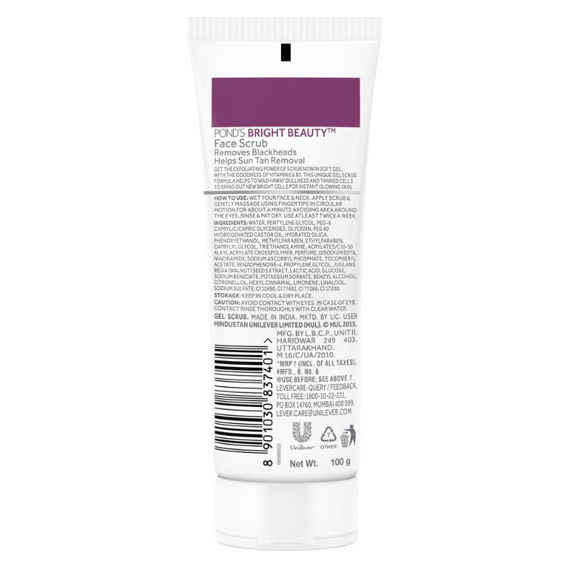 Pond’s Bright Beauty Face Gel Scrub Remove Blackheads & Sun Tan, 100g Buy at Indicrest Image 2